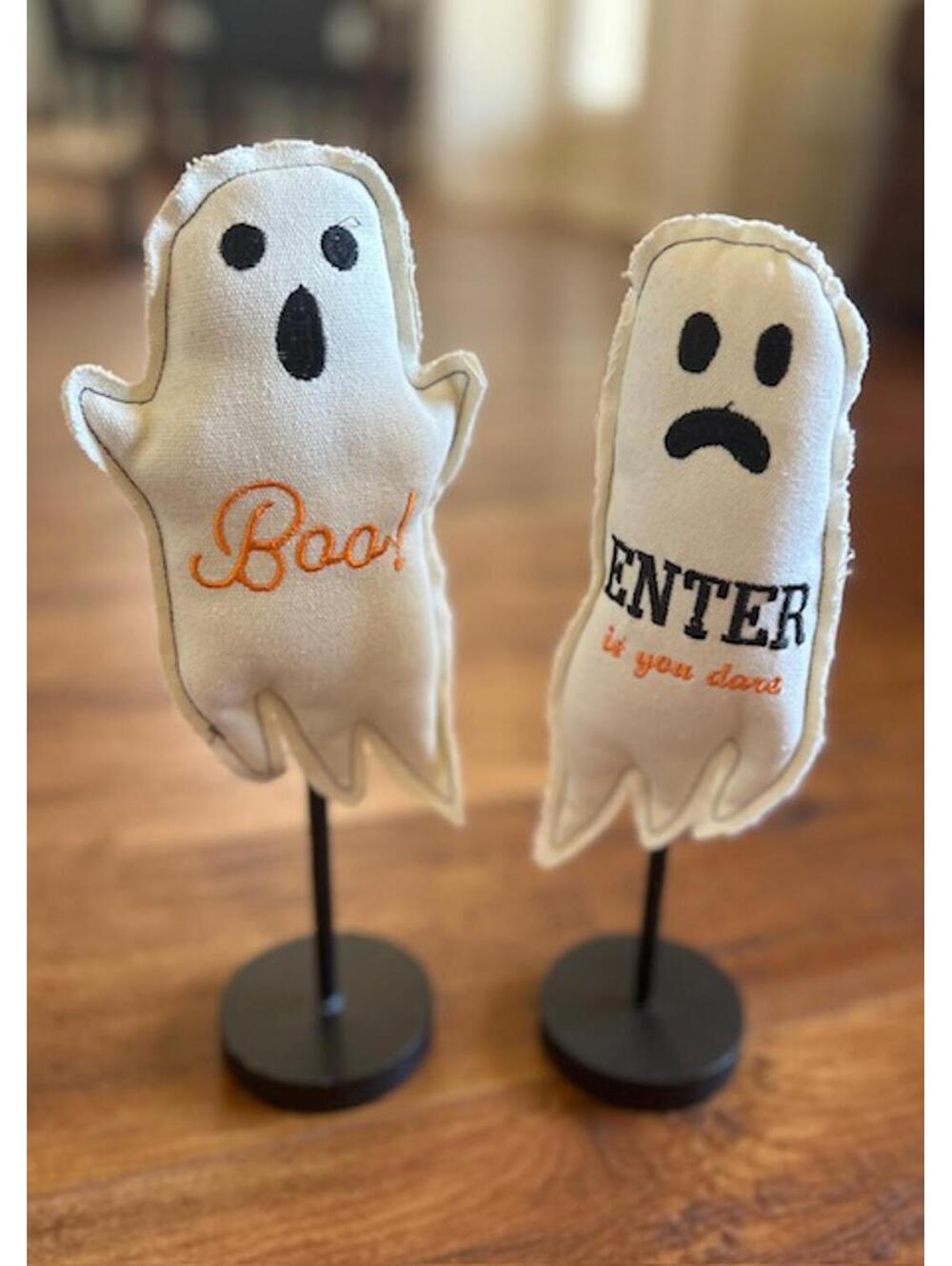Set of Two Halloween Ghost Decorations on Stands